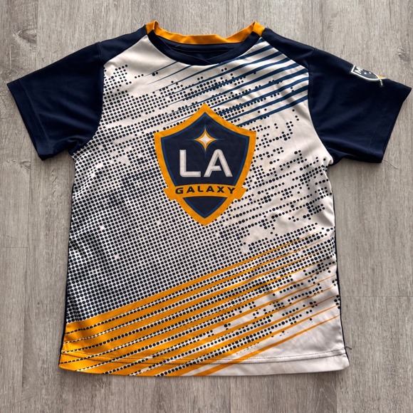 LA Galaxy Other - LA Galaxy MLS Youth Soccer Jersey Navy Blue White Gold Short Sleeve Size small